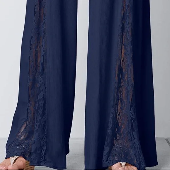 Sold elsewhere Lace Inset Jumpsuit M Navy Blue Brand New - Picture 8 of 11